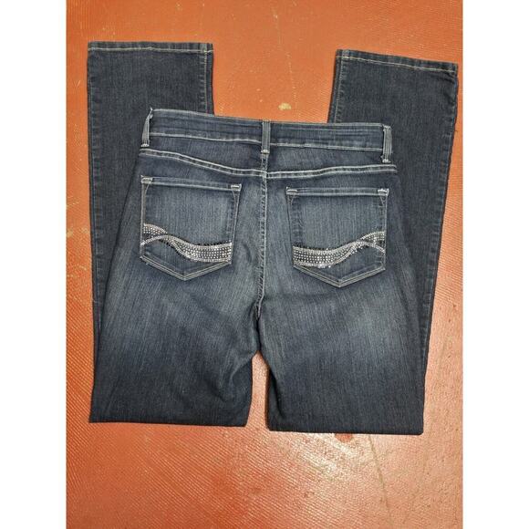 NYDJ Women Size 8 Straight Mid Rise Dark Wash Denim Jeans - Picture 1 of 6